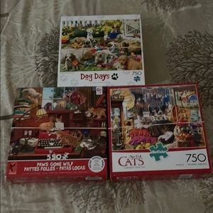 Cats Dogs Kittens Puppies Jigsaw Puzzle 3 Ct. Lot